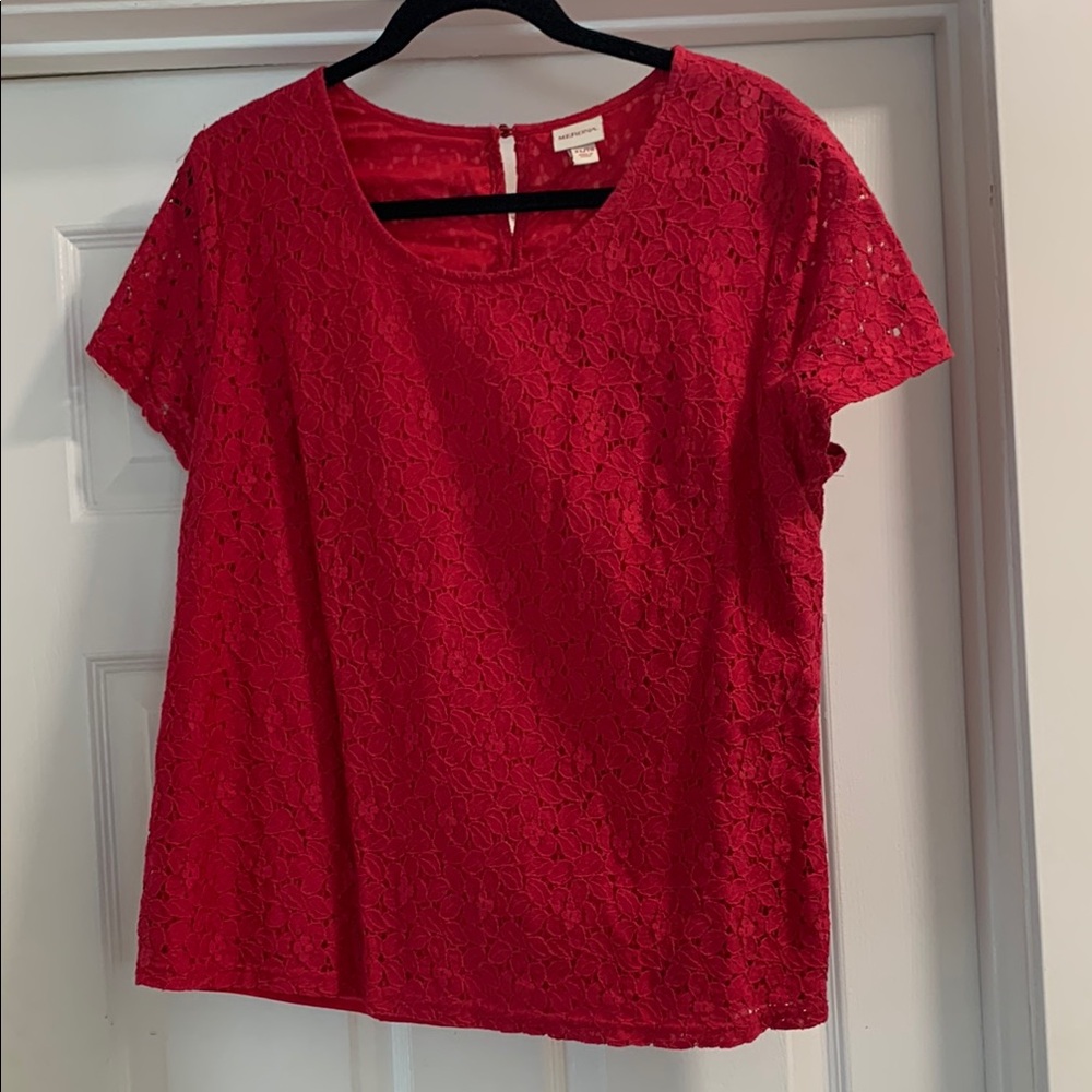 Merona Red Embellished Boxy Short Sleeve Blouse